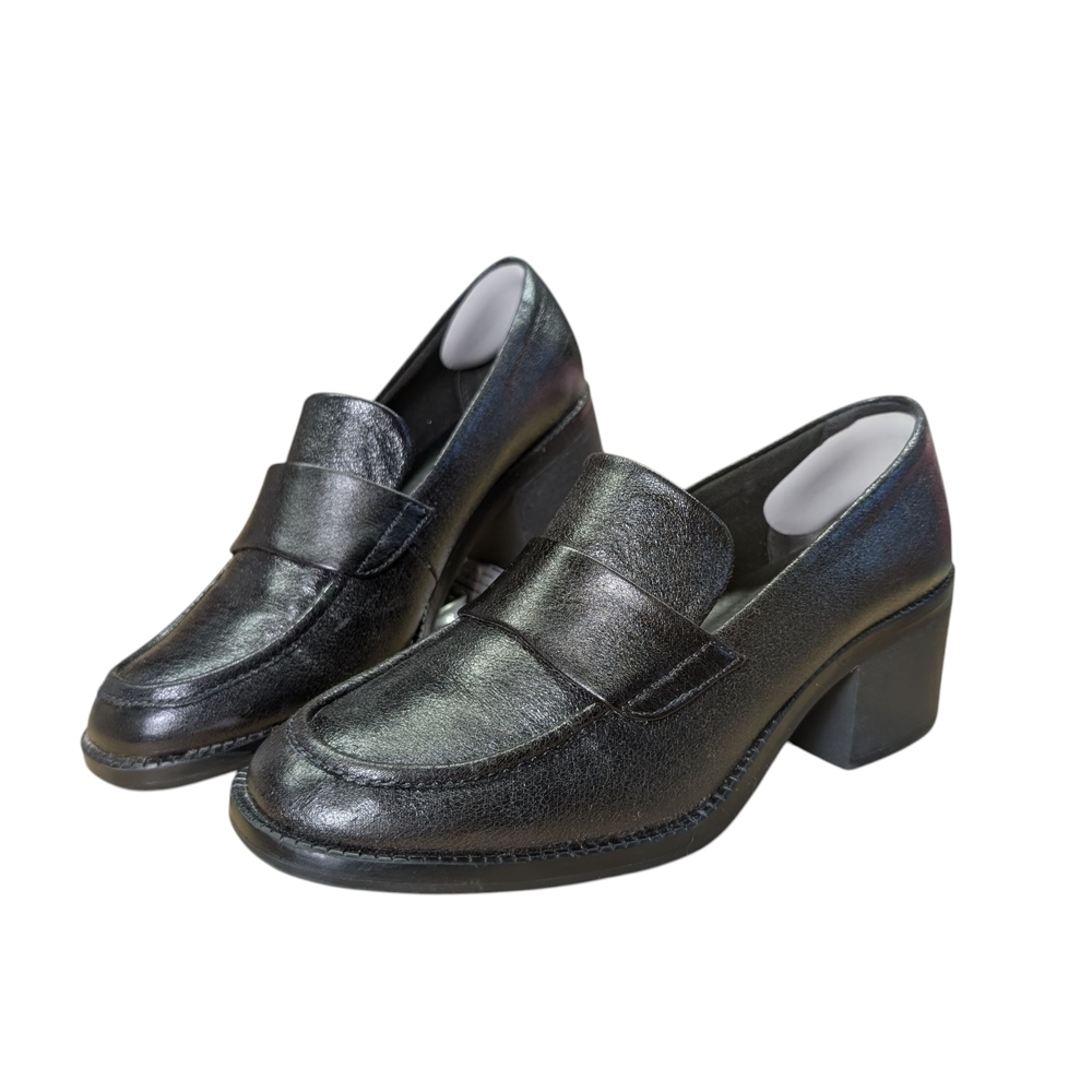 Baretraps Accord Women's 10m 2" Chunky Heeled Penny Loafers Shiny Black Like New
